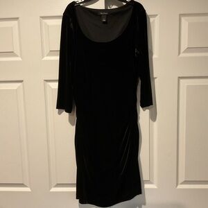 White House Black Market WHBM Long Black Velvet Maxi Dress Whimsygoth Y2K sz L